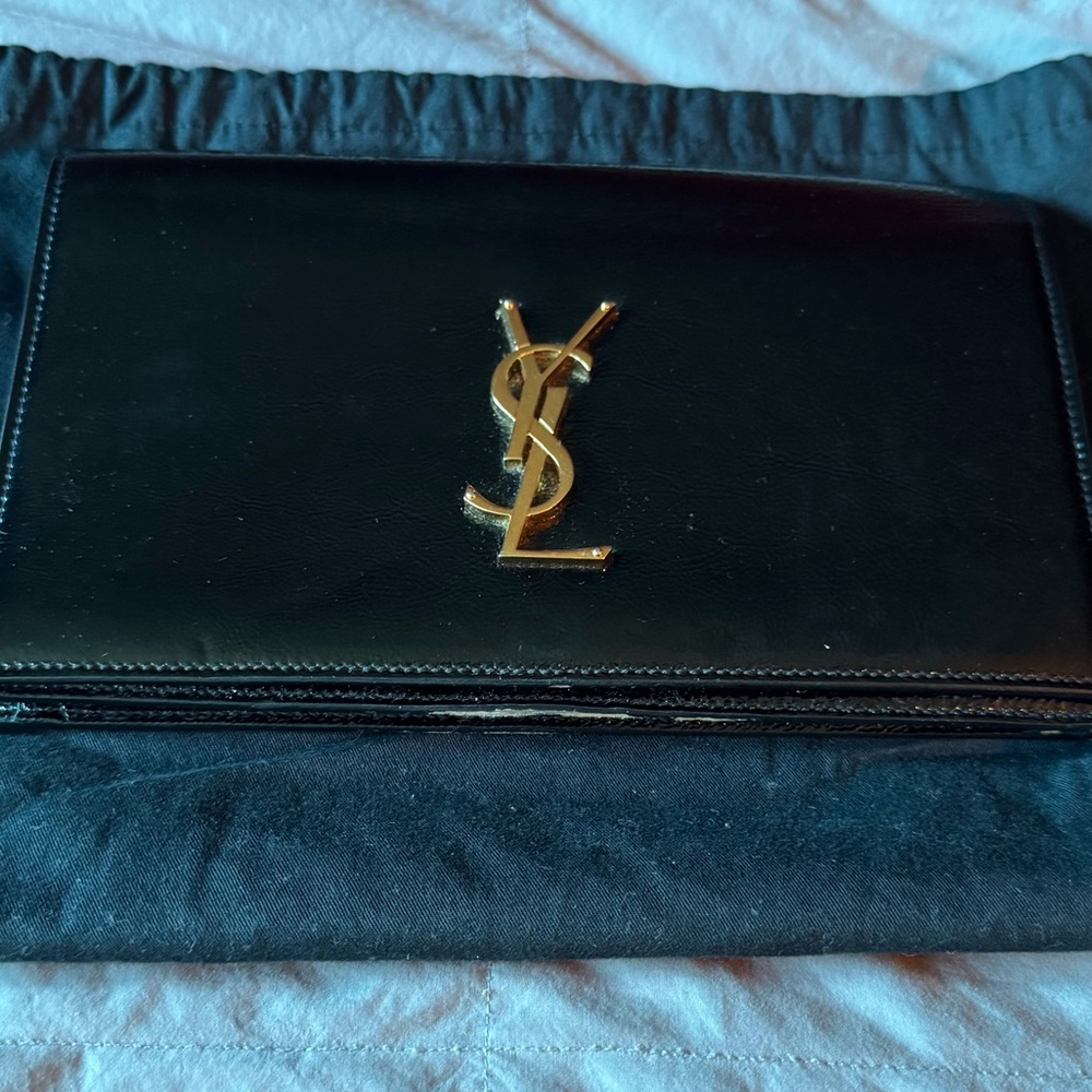 YSL Black Leather Clutch